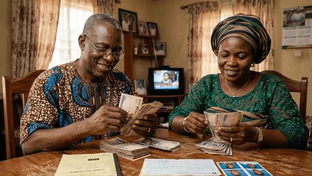 Nigerian parents smiling — EduAid Africa helps families manage school fee payments with flexible educational support